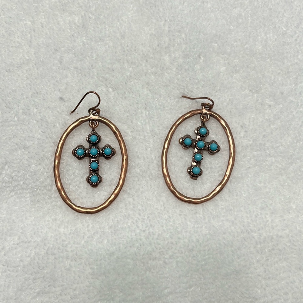 Copper and turquoise colored earrings